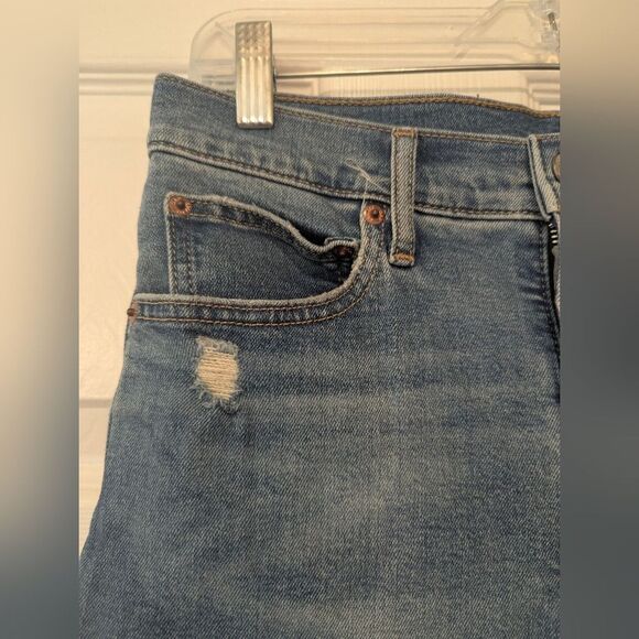 GAP High Rise Selvedge Cigarette Jeans Denim Dark Indigo Distress Size 8/29 Tall - Picture 10 of 10